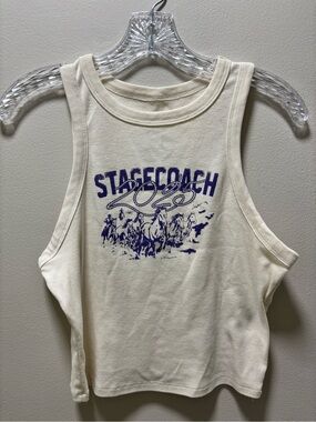 Stagecoach 2025 cream cropped graphic tank top. Woman’s Large Preloved excellent